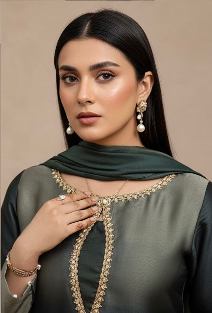 Emerald ombré silk