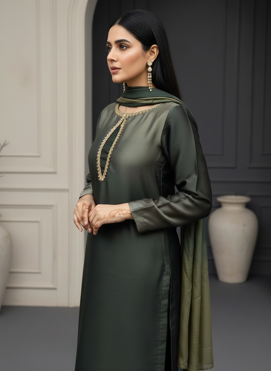 Emerald ombré silk